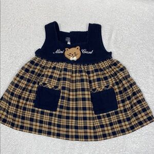 Mini Grant Plaid Baby Dress teddy bear plaid flannel corduroy 12/18m